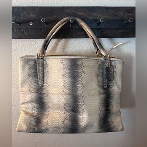 COACH Neutral Snake-Print Tote Bag - Women's Top-Handle Satchel